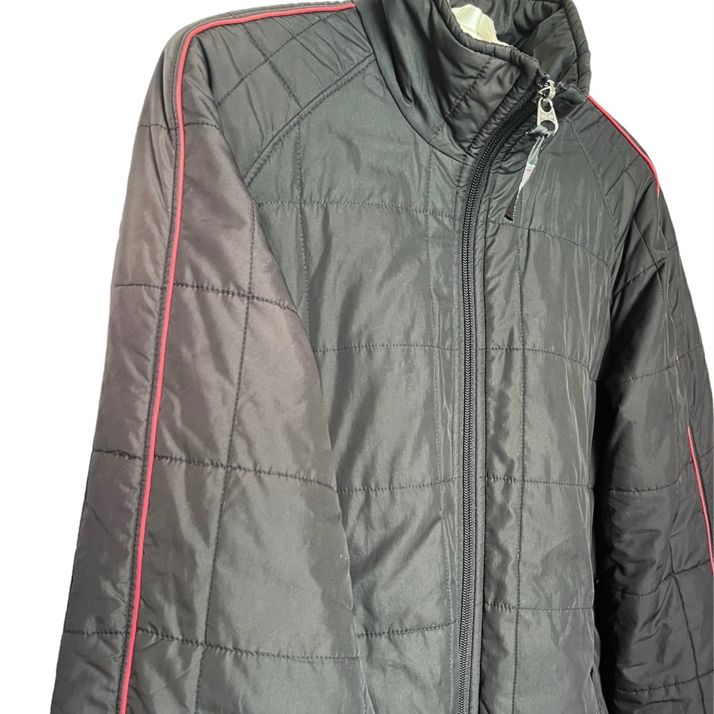 Vintage Women’s Ski Jacket Snow Jacket Puffer 70s 80s Racer Stripe Black Red M L - Picture 6 of 9